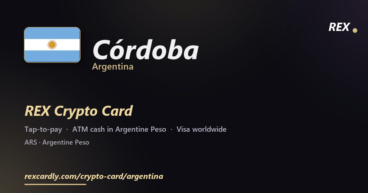 REX Крипто-карта в Córdoba, Аргентина — Visa с касанием, снятие Argentine Peso в банкомате