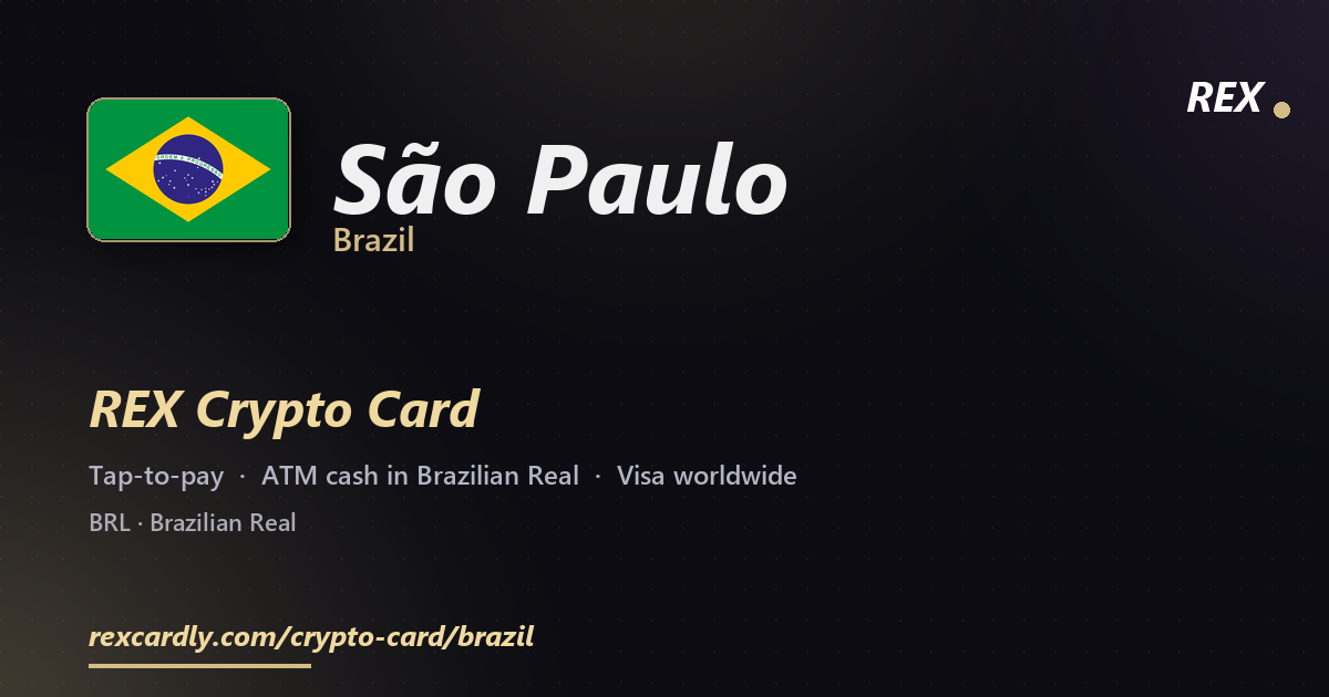 REX Крипто-карта в São Paulo, Бразилия — Visa с касанием, снятие Brazilian Real в банкомате