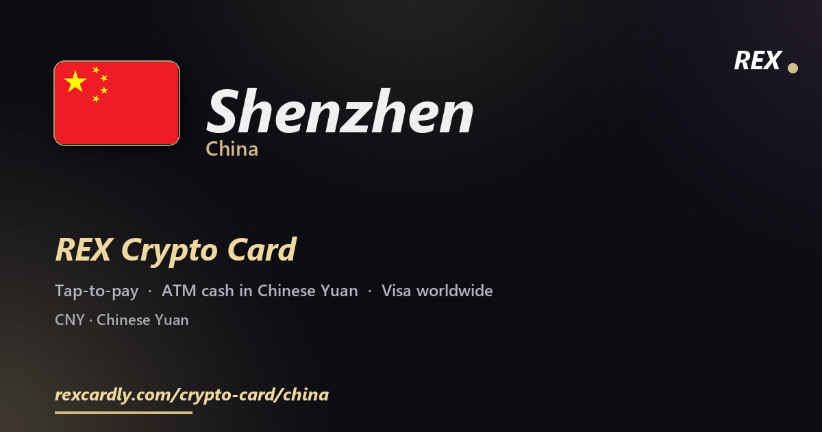 REX Crypto Card in Shenzhen, China — tap-to-pay Visa, ATM cash in Chinese Yuan