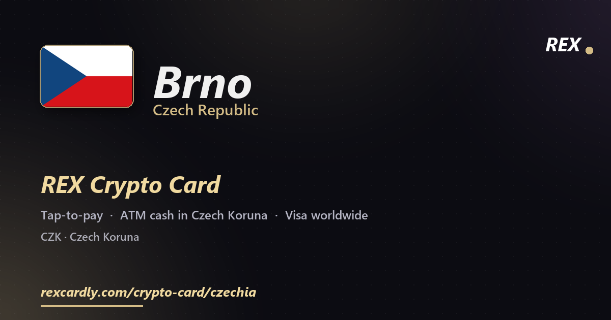 REX Crypto Card in Brno, Czech Republic — tap-to-pay Visa, ATM cash in Czech Koruna
