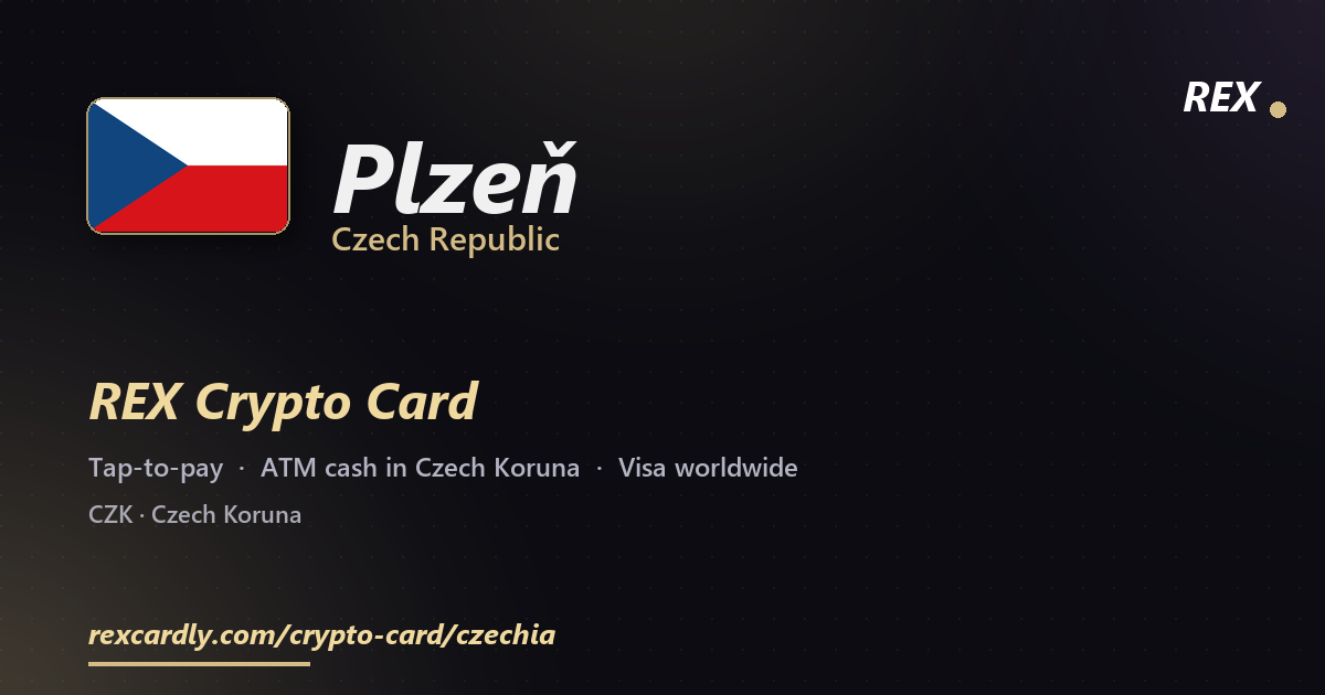 REX Crypto Card in Plzeň, Czech Republic — tap-to-pay Visa, ATM cash in Czech Koruna