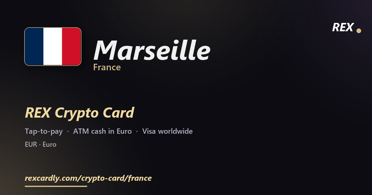 REX Крипто-карта в Marseille, Франция — Visa с касанием, снятие Euro в банкомате