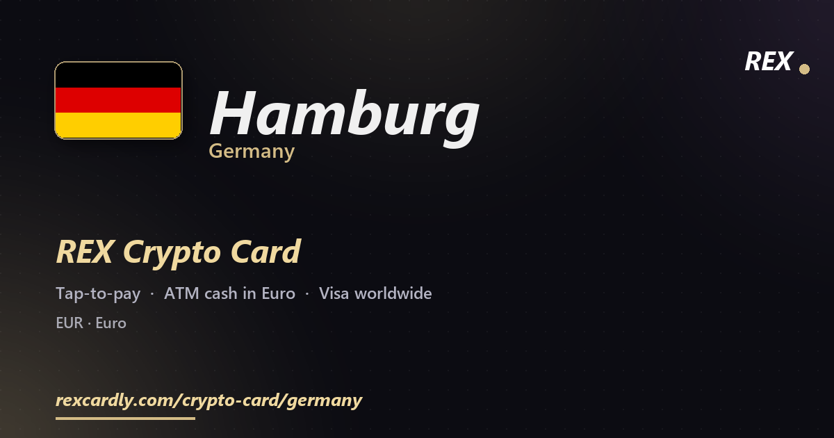 REX Крипто-карта в Hamburg, Германия — Visa с касанием, снятие Euro в банкомате