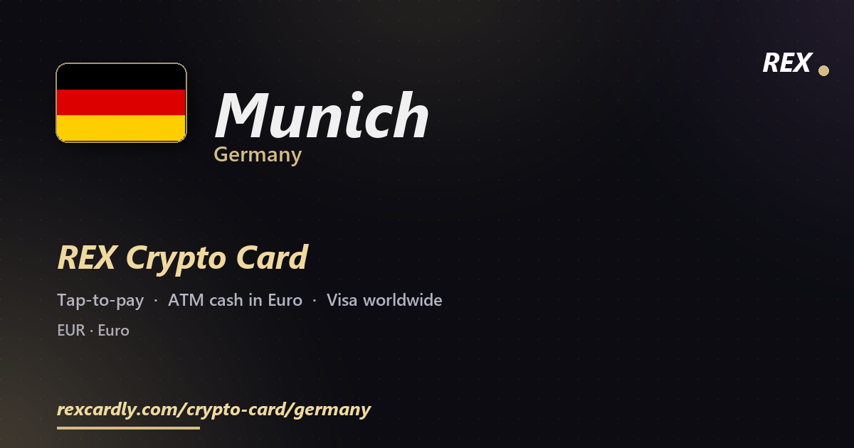 REX Крипто-карта в Munich, Германия — Visa с касанием, снятие Euro в банкомате