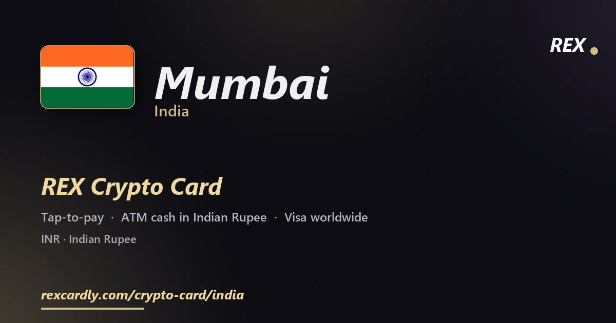 REX Крипто-карта в Mumbai, Индия — Visa с касанием, снятие Indian Rupee в банкомате