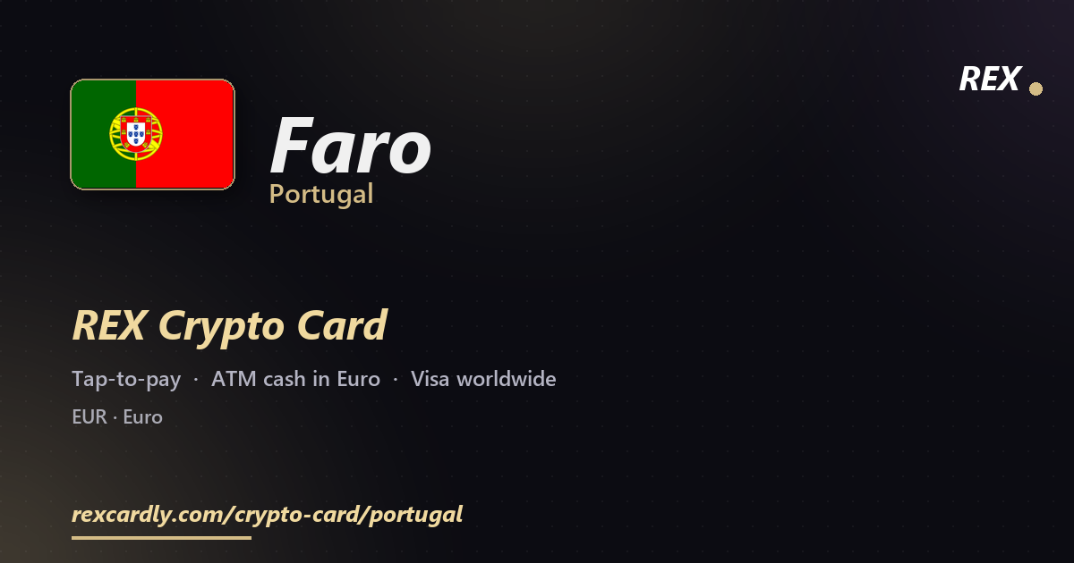 REX Крипто-карта в Faro, Португалия — Visa с касанием, снятие Euro в банкомате