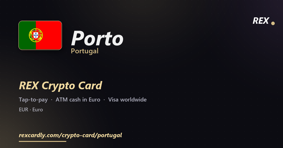 REX Крипто-карта в Porto, Португалия — Visa с касанием, снятие Euro в банкомате