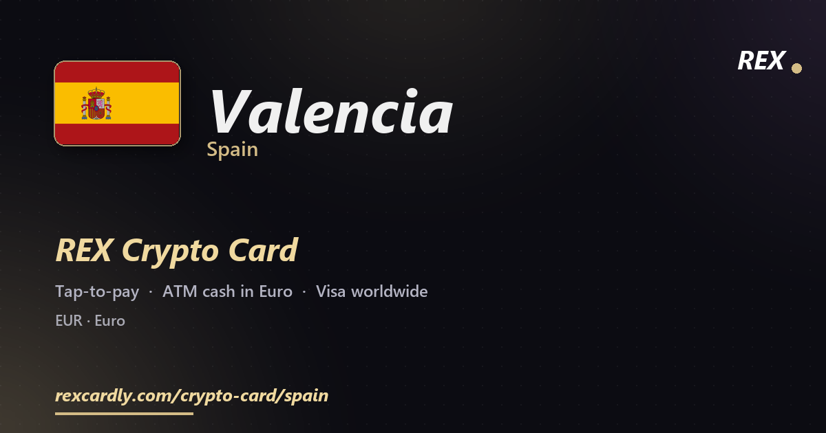 REX Крипто-карта в Valencia, Испания — Visa с касанием, снятие Euro в банкомате