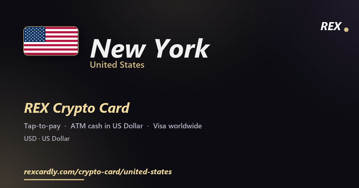 REX Crypto Card in New York, United States — tap-to-pay Visa, ATM cash in US Dollar